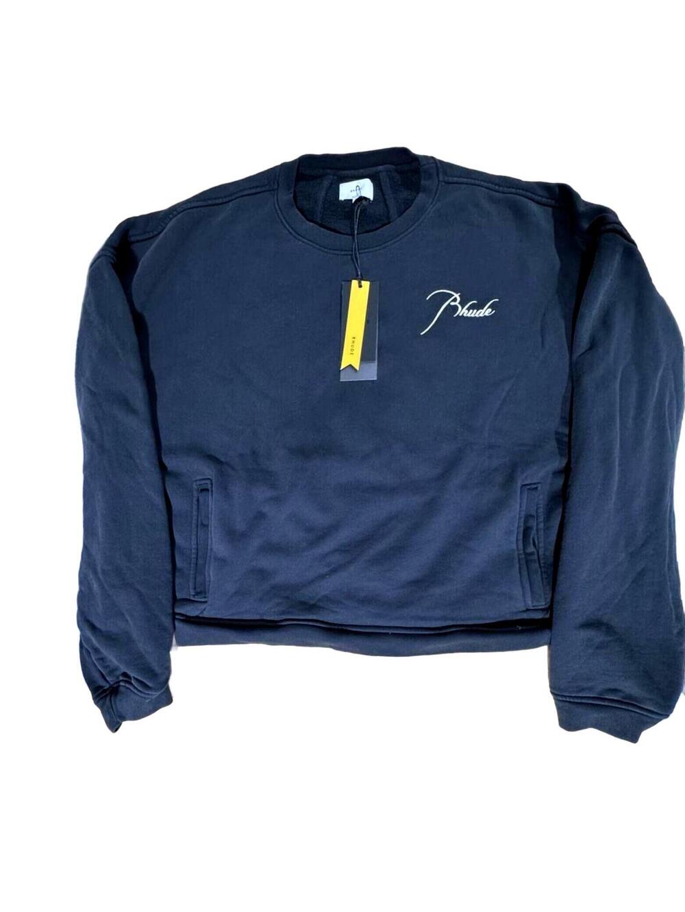 RHUDE Washed Navy Heavyweight French Terry Crewneck